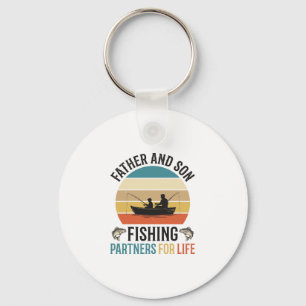 Father and Son Fishing Partners for Life Design_1 Keychain