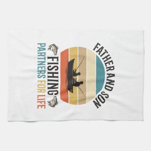 Father and Son Fishing Partners for Life Design_1 Kitchen Towel