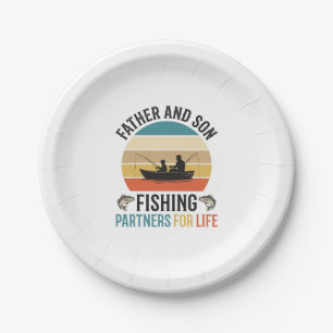 Father and Son Fishing Partners for Life Design_1 Paper Plate