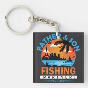 Father and Son Fishing Partners for Life Keychain