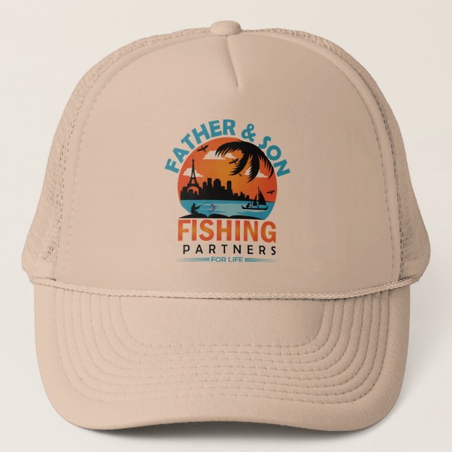 Father and Son Fishing Partners for Life Trucker Hat (Front)