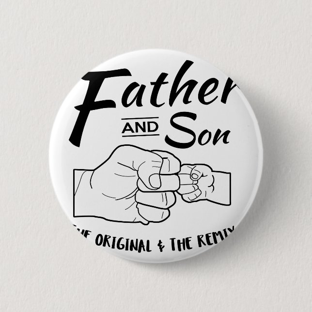 Father and Son Fist bump 2 Inch Round Button (Front)