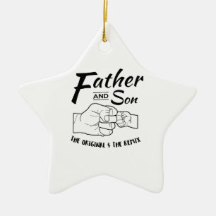 Father and Son Fist bump Ceramic Ornament