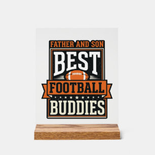 Father and Son Football Buddies Vintage Shirt Desi Acrylic Sign