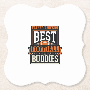 Father and Son Football Buddies Vintage Shirt Desi Paper Coaster