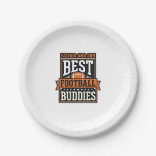Father and Son Football Buddies Vintage Shirt Desi Paper Plate