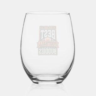 Father and Son Football Buddies Vintage Shirt Desi Stemless Wine Glass