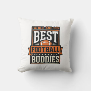 Father and Son Football Buddies Vintage Shirt Desi Throw Pillow