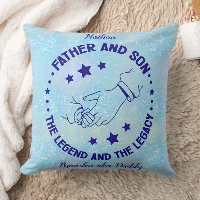 Father and Son Legend and Legacy Custom  Throw Pillow (Blanket)