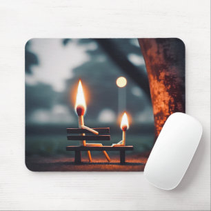 Father and Son Matchsticks On a Bench Mouse Pad