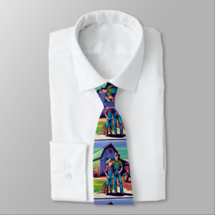 Father And Son On The Farm Barn and Tractor Tie
