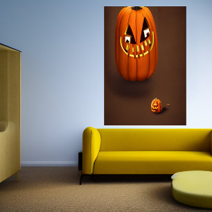 Father and son pumpkin   AI Art  Poster