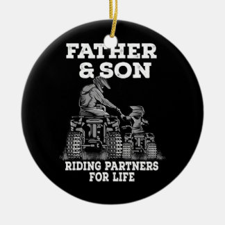 Father and Son Riding Partners For Life Father's Ceramic Ornament