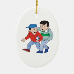 Father And Son Soccer Ceramic Ornament