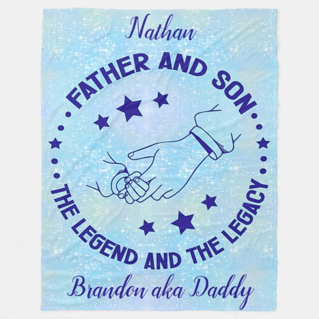 Father and Son The Legend and Legacy Personalized Fleece Blanket (Front)
