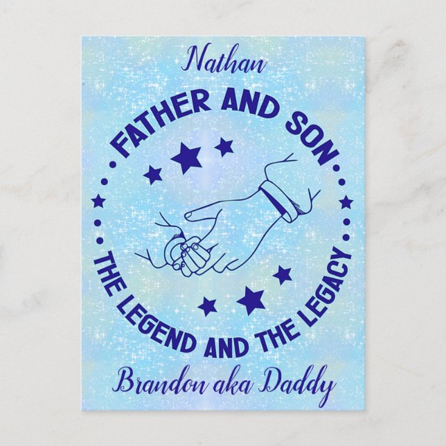 Father and Son The Legend and Legacy Personalized  Postcard (Front)