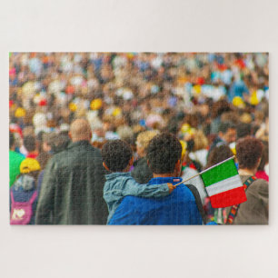 Father and son with italian flag, Rome, Italy Jigsaw Puzzle