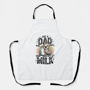 father and son with milk  sloth graphic design-01 apron