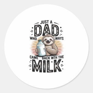 father and son with milk  sloth graphic design-01 classic round sticker