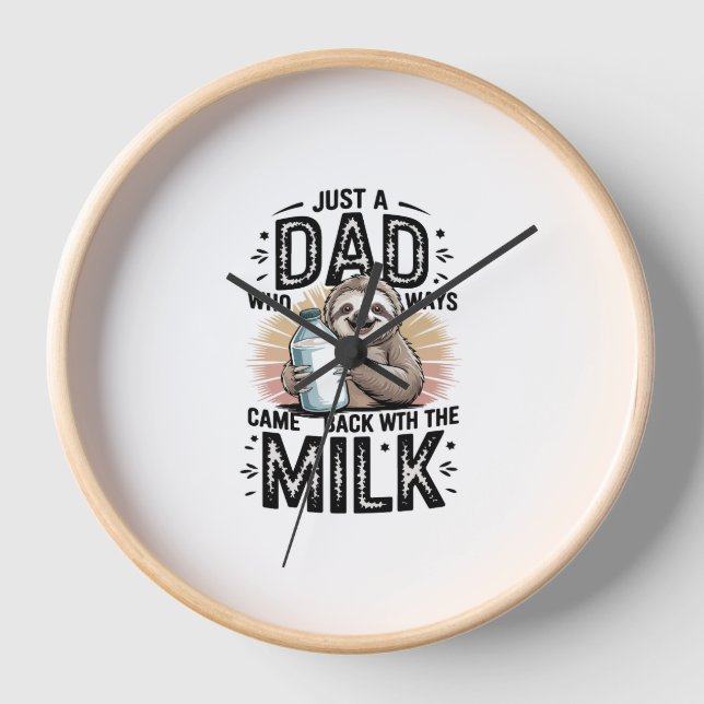 father and son with milk  sloth graphic design-01 clock (Front)
