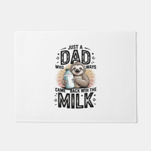 father and son with milk  sloth graphic design-01 doormat