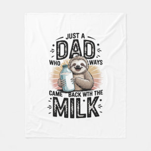 father and son with milk  sloth graphic design-01 fleece blanket