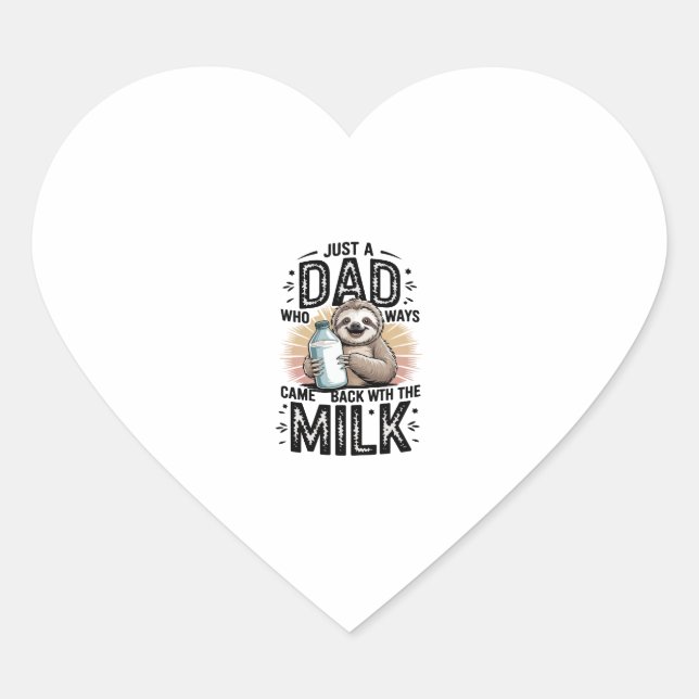father and son with milk  sloth graphic design-01 heart sticker (Front)