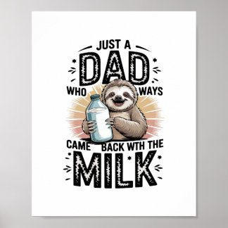 father and son with milk  sloth graphic design-01 poster