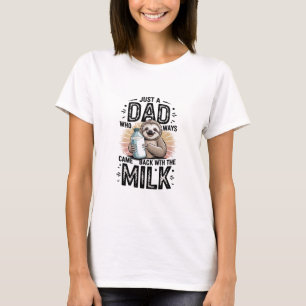father and son with milk  sloth graphic design-01 T-Shirt