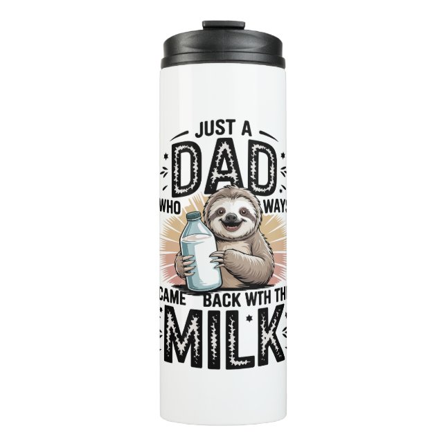 father and son with milk  sloth graphic design-01 thermal tumbler (Front)