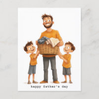 Father and Sons Doing Laundry