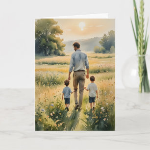 Father and Two Little Boys Father's Day Holiday Card