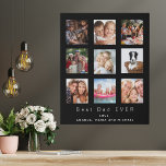 Father Best dad black family photo collage Faux Canvas Print<br><div class="desc">Make your own unique family photo collage as a gift for your dad. Use four, 9 of your favourite photos of your father, his kids, family, friends or pet! With the text: Best Dad EVER. Personalize and add your names. Black background, white text. Perfect as a birthday, Christmas or Father's...</div>