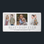 FATHER BEST DAD EVER collage 3 Photo BLUE Hearts Desk Mat<br><div class="desc">Surprise your dad with this meaningful desk mat!! Create a the perfect sweet keepsake for newly DAD for Christmas or FATHER's day with this amazing design using three (3) of your favourite photos and custom message. "Best DAD Ever" appears along the bottom in delicate grey lettering with little blue hearts....</div>