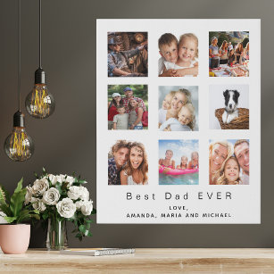 Father Best dad photo collage Faux Canvas Print