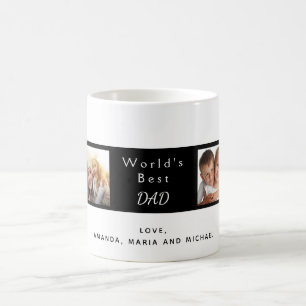 Father Best dad white black photo collage Coffee Mug