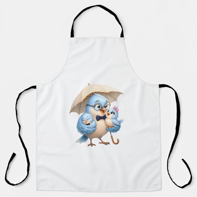 Father Bird Apron Family Kitchen Gift (Front)
