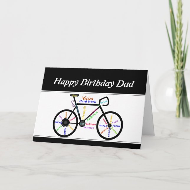 Father Birthday Motivational Bike Bicycle Cycling Card (Front)