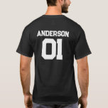 Father Child Son Daughter Sport Team Name Matching T-Shirt<br><div class="desc">Customizable design with a sports team or last name with a number for matching outfits for a father and a child. Find a matching child's shirt in my collection "Daddy and Me Matching Designs and Dad Gifts".</div>