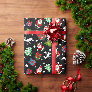 Father Christmas and Reindeer Patterned Wrapping Paper