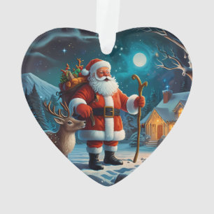 Father Christmas and Reindeer Wonderland Christmas Ornament