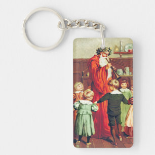 Father Christmas Blowing The Horn Keychain