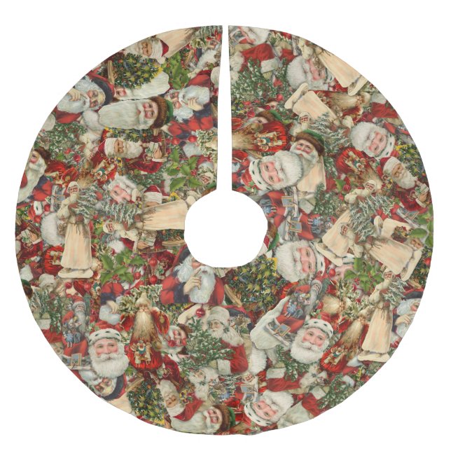 Father Christmas Collage  Brushed Polyester Tree S Brushed Polyester Tree Skirt (Front)