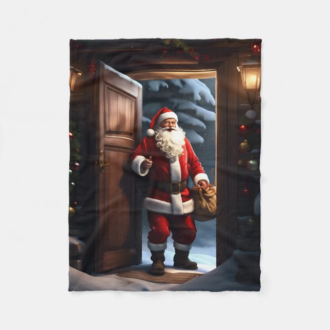 Father Christmas Fleece Blanket  (Front)