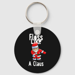 Father Christmas Floss Like A Claus Funny Santa Ug Keychain