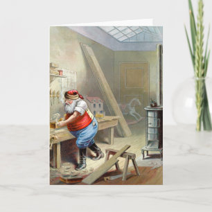 Father Christmas in his workshop Holiday Card