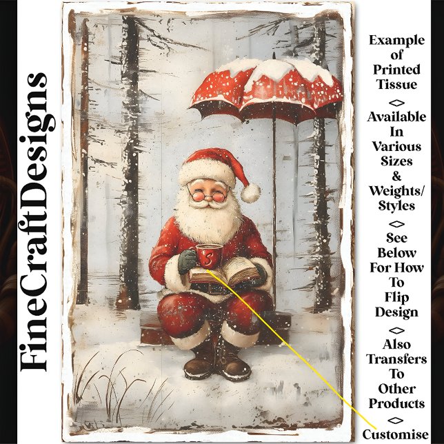 Father Christmas, Mug, Book, Custom AZ1 Decoupage Tissue Paper (Creator Uploaded)