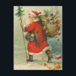 Father Christmas on his way Post Card<br><div class="desc">Father Christmas on his way postcard</div>