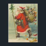 Father Christmas on his way Post Card<br><div class="desc">Father Christmas on his way postcard</div>