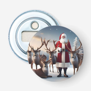 Father Christmas Posing With His Reindeers, Bottle Opener